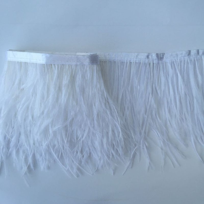 KOLIGHT Pack of 2 Yards Natural Dyed Ostrich Feathers Trim Fringe 4~5inch for DIY Dress Sewing Crafts Costumes Decoration (White) - Image 3